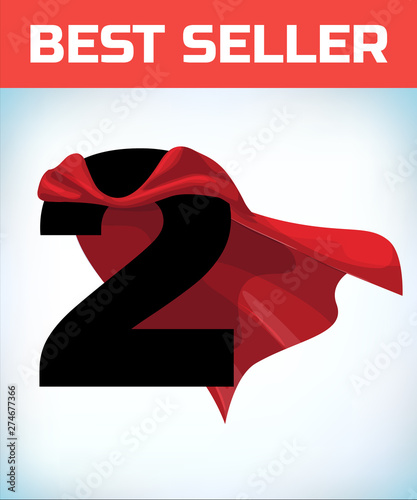 Arabic number two in the red cloak of the winner of the super hero.