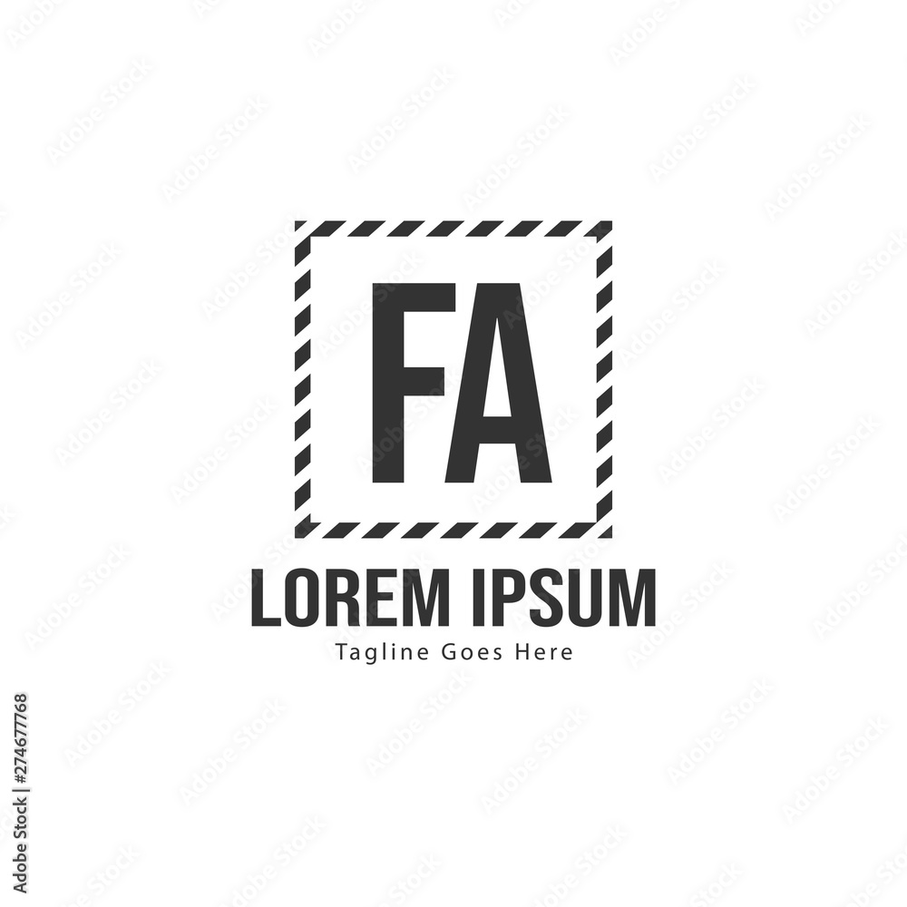 Initial FA logo template with modern frame. Minimalist FA letter logo vector illustration Initial FA logo template with modern frame. Minimalist FA letter logo vector illustration