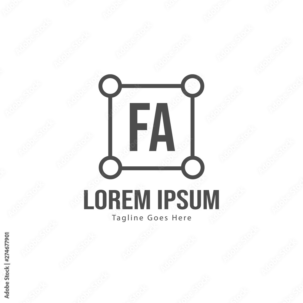 Initial FA logo template with modern frame. Minimalist FA letter logo vector illustration Initial FA logo template with modern frame. Minimalist FA letter logo vector illustration