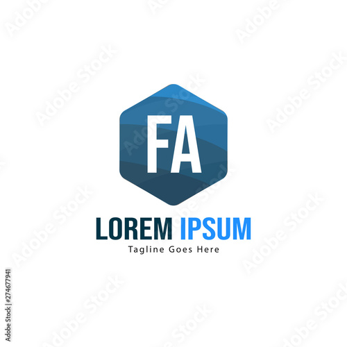 Initial FA logo template with modern frame. Minimalist FA letter logo vector illustration