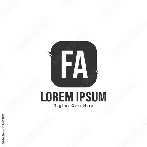 Initial FA logo template with modern frame. Minimalist FA letter logo vector illustration