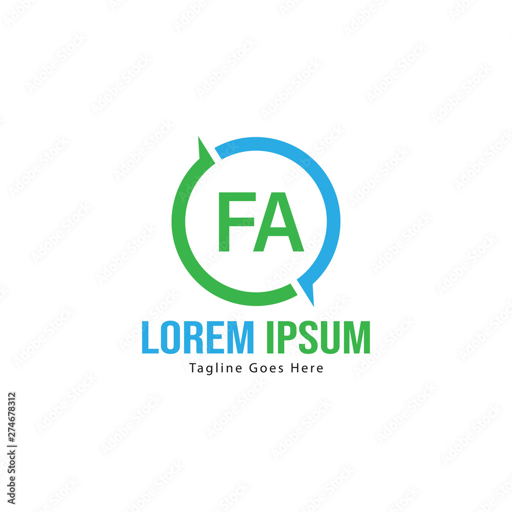Initial FA logo template with modern frame. Minimalist FA letter logo vector illustration Initial FA logo template with modern frame. Minimalist FA letter logo vector illustration