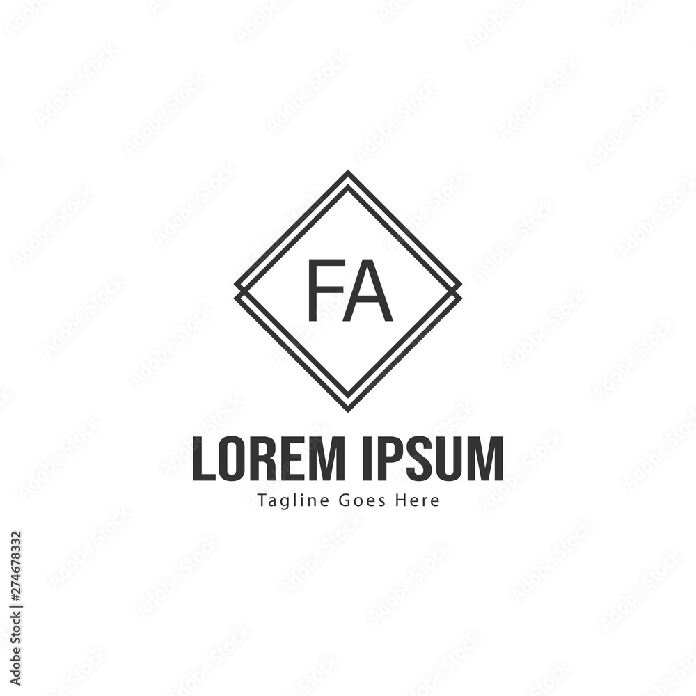Initial FA logo template with modern frame. Minimalist FA letter logo vector illustration Initial FA logo template with modern frame. Minimalist FA letter logo vector illustration
