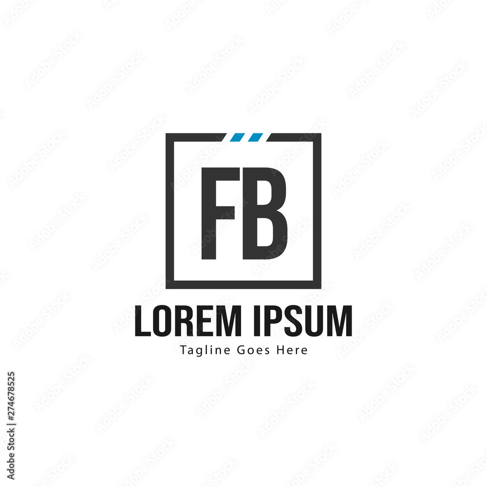 Initial FB logo template with modern frame. Minimalist FB letter logo vector illustration