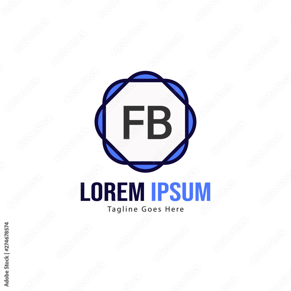 Obraz premium Initial FB logo template with modern frame. Minimalist FB letter logo vector illustration