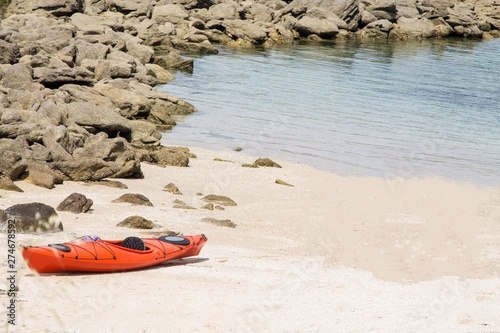 kayak on the shore of the beach