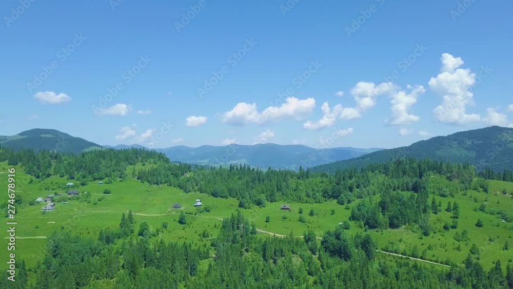 Aerial- Flyover of a mountain top in the Blue Ridge Mountains.