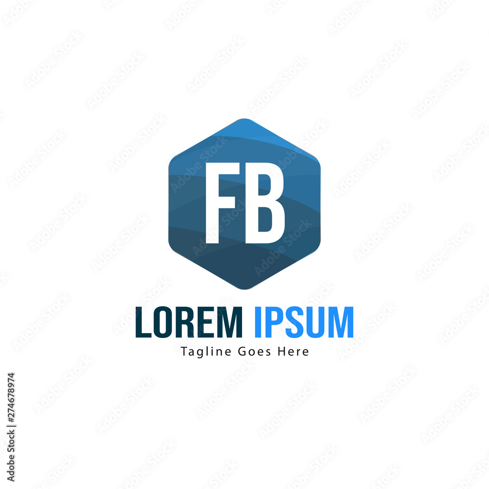 Initial FB logo template with modern frame. Minimalist FB letter logo vector illustration