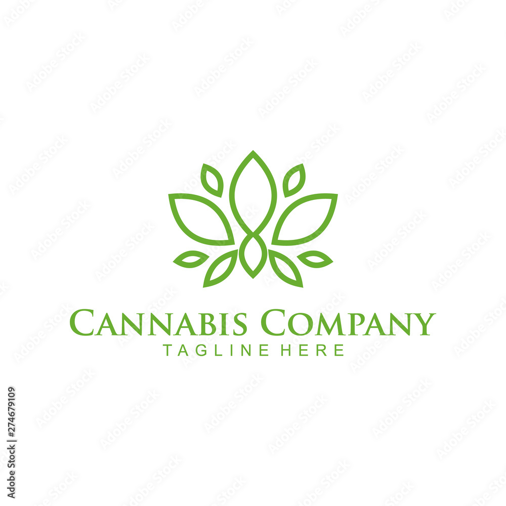 Cannabis Leaf Line Art Logo design inspiration
