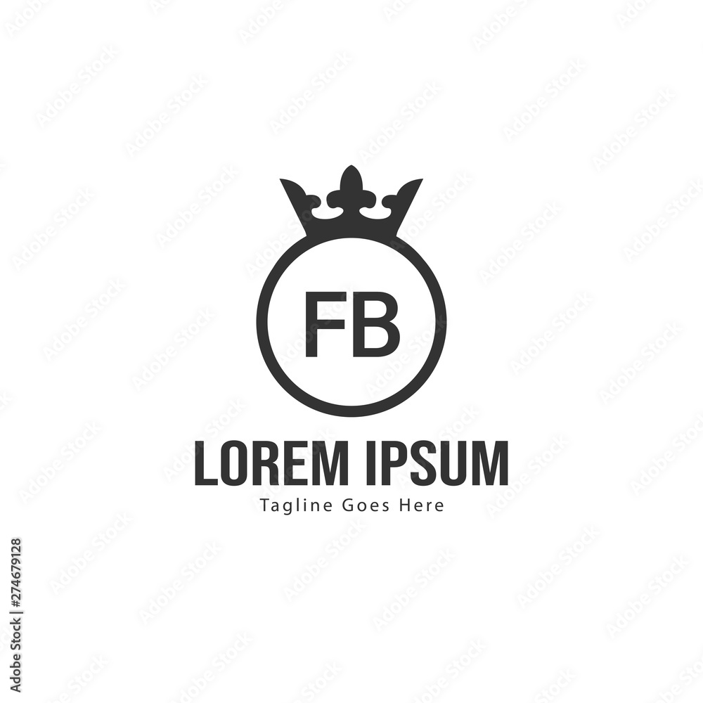 Initial FB logo template with modern frame. Minimalist FB letter logo vector illustration