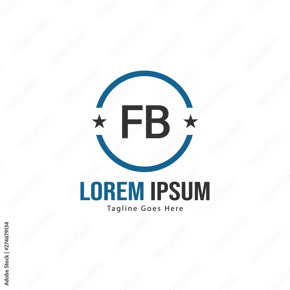 Fototapeta premium Initial FB logo template with modern frame. Minimalist FB letter logo vector illustration