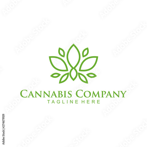 Cannabis Leaf Line Art Logo design inspiration