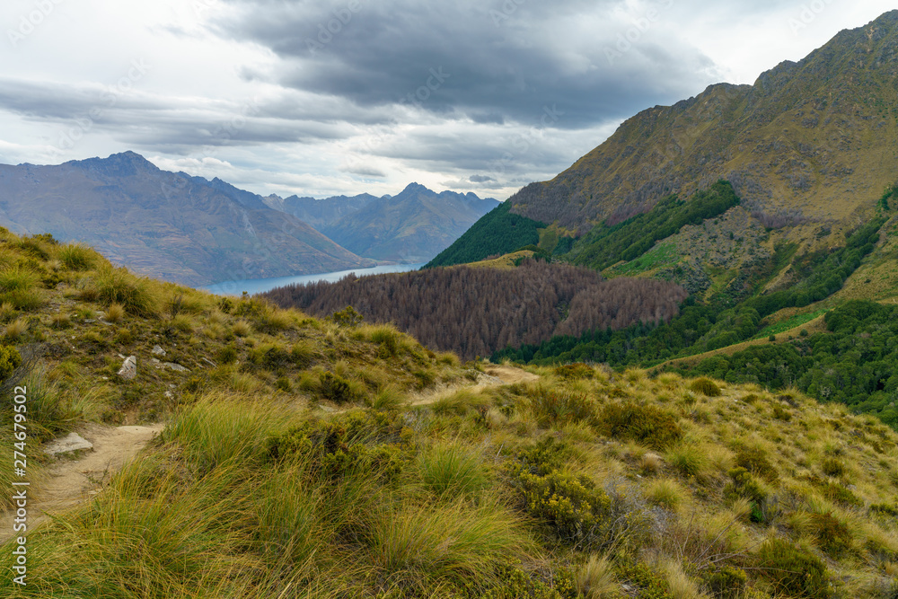 hiking the ben lomond track, view of lake wakatipu at queenstown, new zealand 3