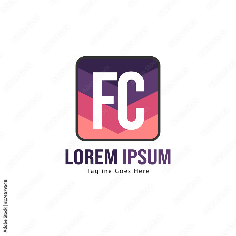 Initial FC logo template with modern frame. Minimalist FC letter logo vector illustration Initial FC logo template with modern frame. Minimalist FC letter logo vector illustration