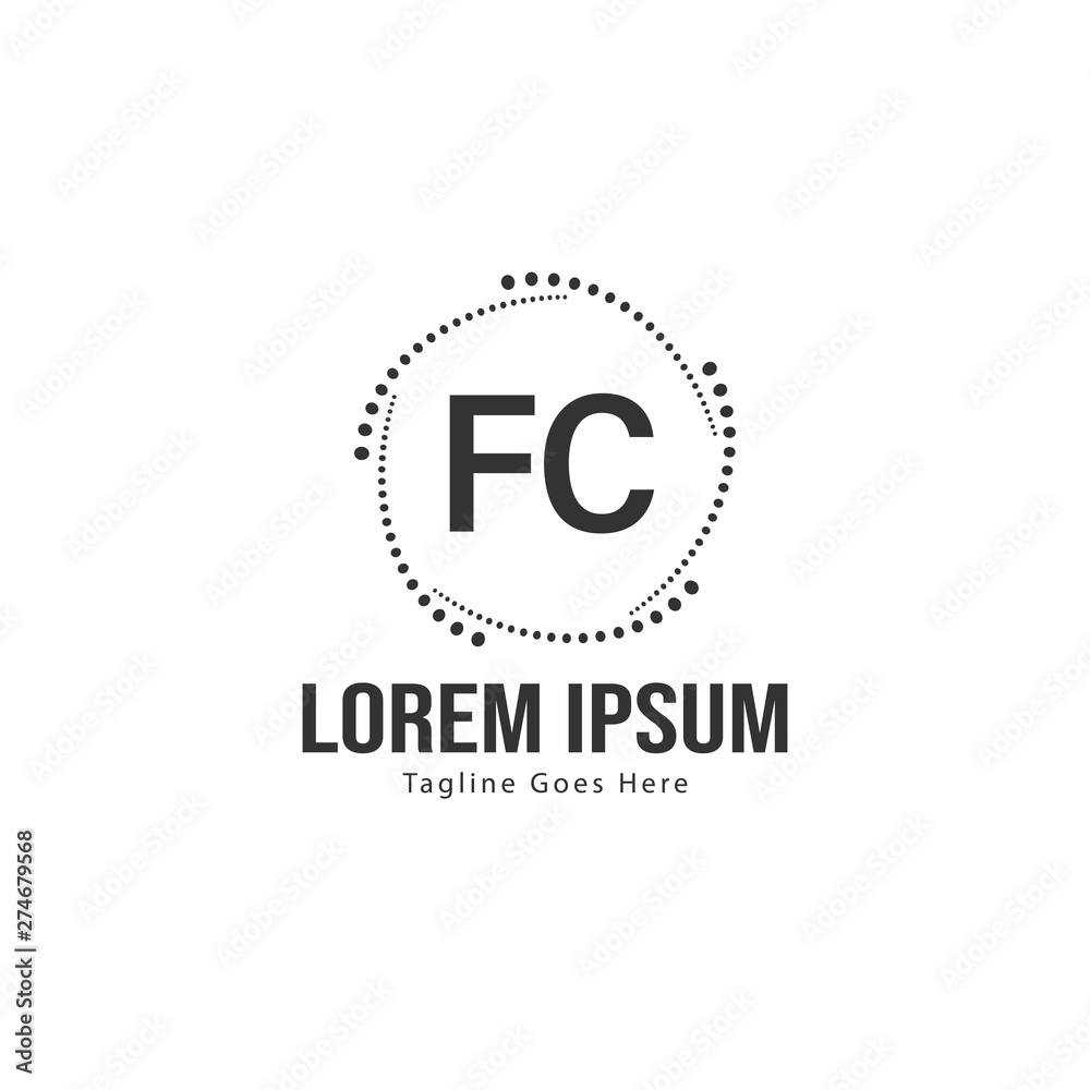 Initial FC logo template with modern frame. Minimalist FC letter logo vector illustration
