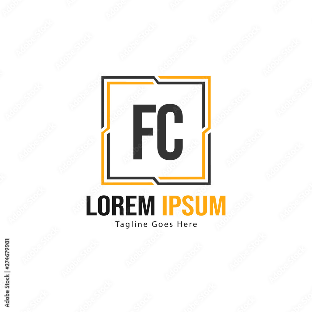 Fototapeta premium Initial FC logo template with modern frame. Minimalist FC letter logo vector illustration