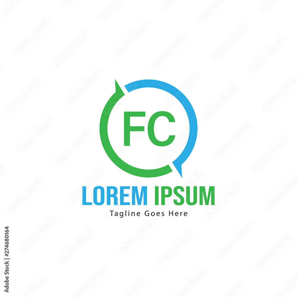 Initial FC logo template with modern frame. Minimalist FC letter logo vector illustration Initial FC logo template with modern frame. Minimalist FC letter logo vector illustration