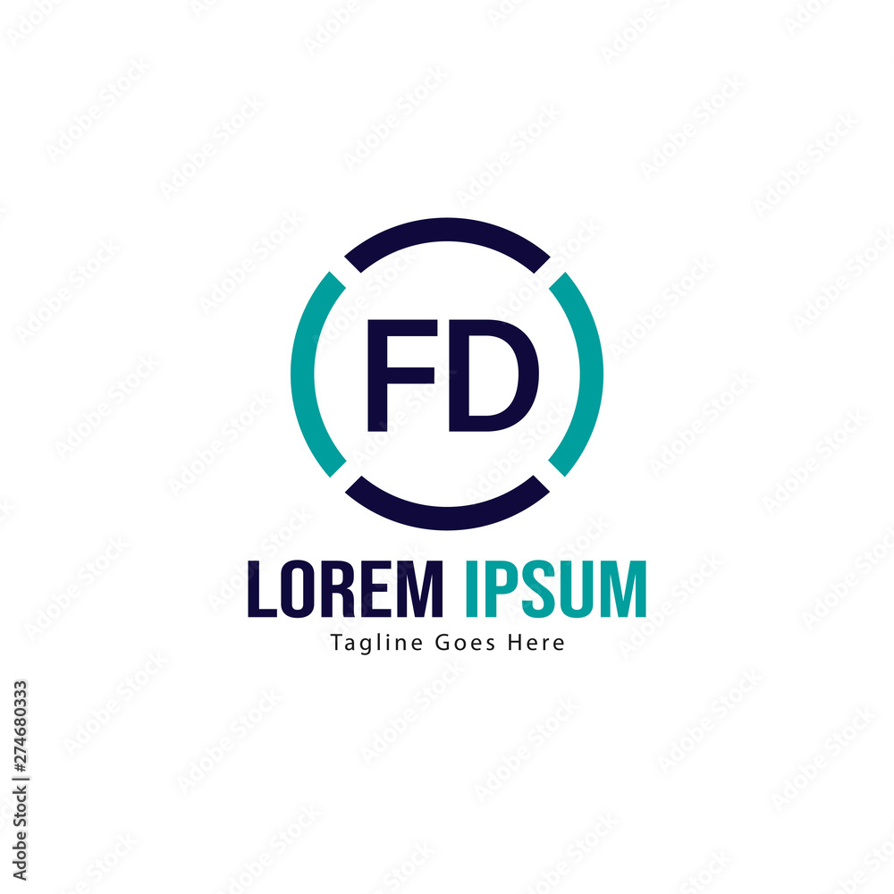 Initial FD logo template with modern frame. Minimalist FD letter logo vector illustration Initial FD logo template with modern frame. Minimalist FD letter logo vector illustration