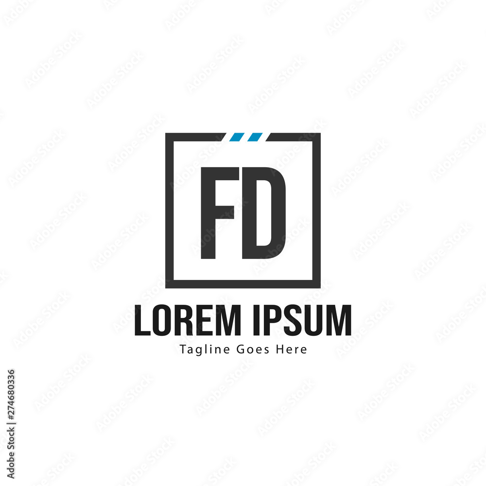 Initial FD logo template with modern frame. Minimalist FD letter logo vector illustration Initial FD logo template with modern frame. Minimalist FD letter logo vector illustration