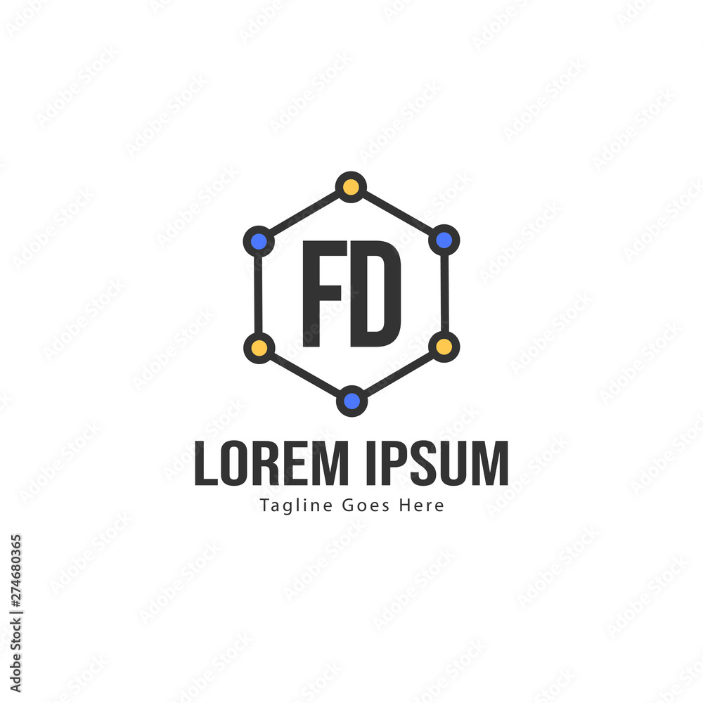Initial FD logo template with modern frame. Minimalist FD letter logo vector illustration Initial FD logo template with modern frame. Minimalist FD letter logo vector illustration