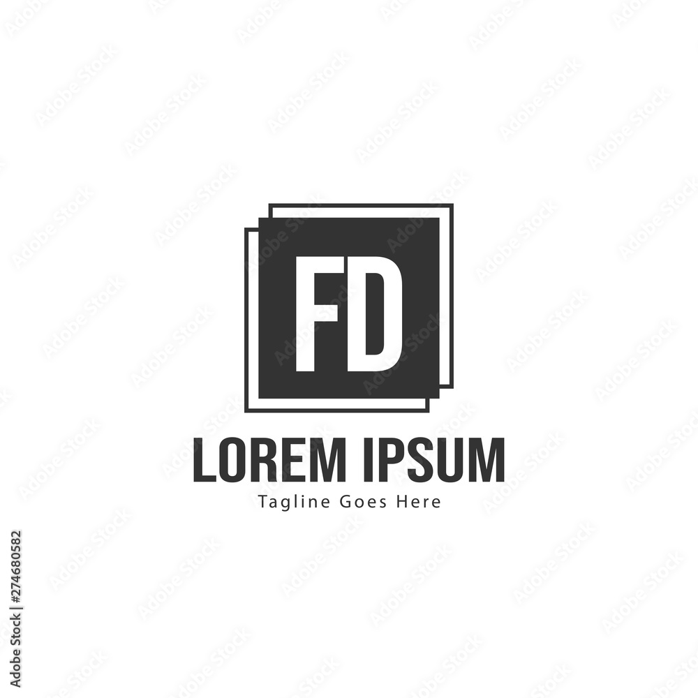 Initial FD logo template with modern frame. Minimalist FD letter logo vector illustration Initial FD logo template with modern frame. Minimalist FD letter logo vector illustration
