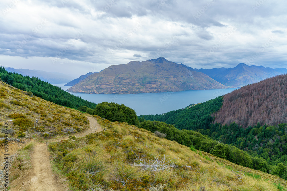 hiking the ben lomond track, view of lake wakatipu at queenstown, new zealand 57