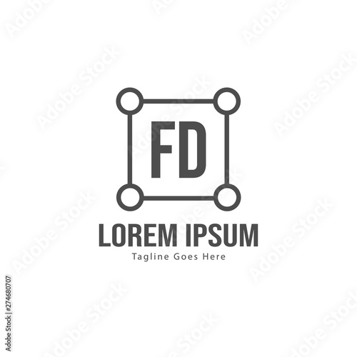 Initial FD logo template with modern frame. Minimalist FD letter logo vector illustration