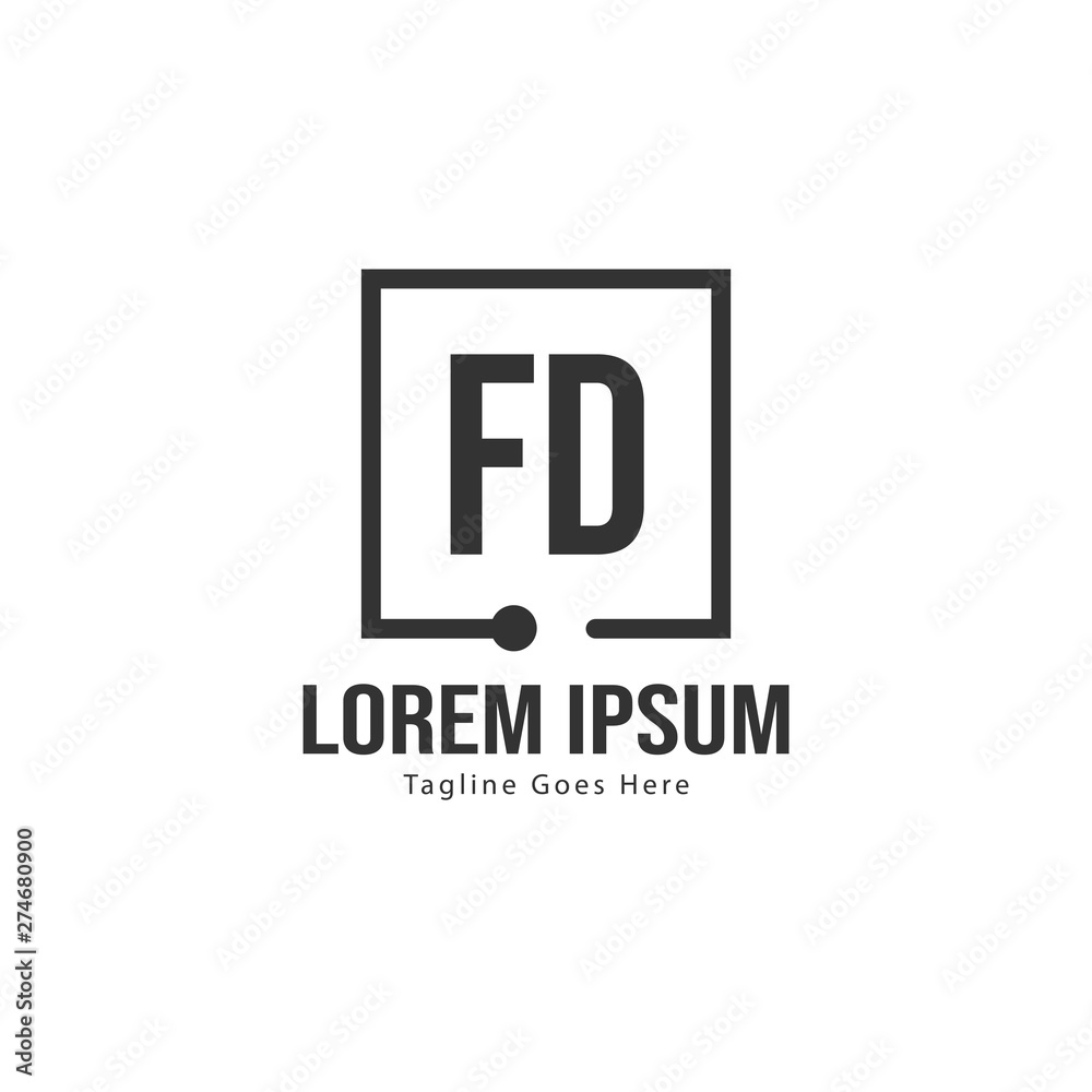 Initial FD logo template with modern frame. Minimalist FD letter logo vector illustration Initial FD logo template with modern frame. Minimalist FD letter logo vector illustration