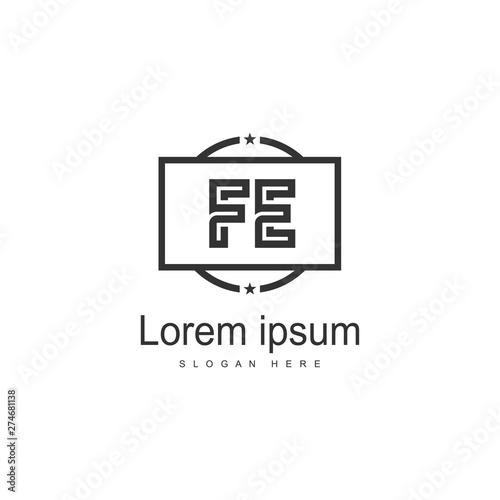 Initial FE logo template with modern frame. Minimalist FE letter logo vector illustration