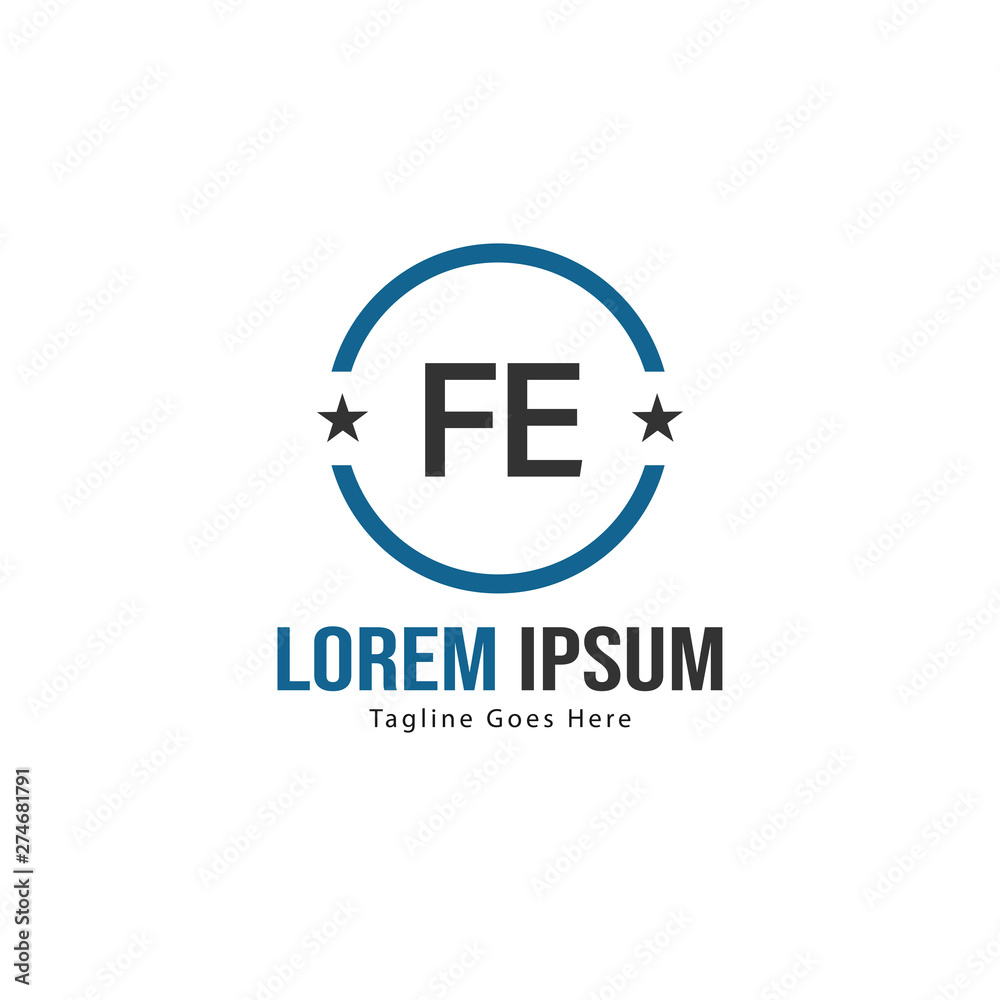 Initial FE logo template with modern frame. Minimalist FE letter logo vector illustration Initial FE logo template with modern frame. Minimalist FE letter logo vector illustration