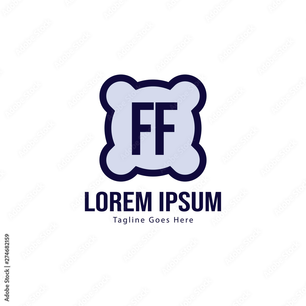 Initial FF logo template with modern frame. Minimalist FF letter logo vector illustration