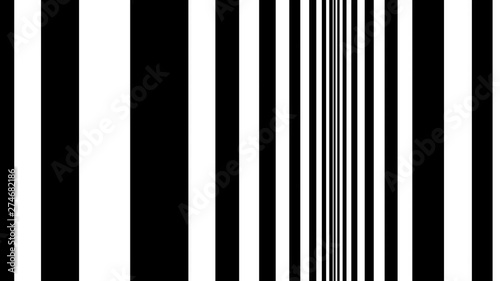 Moving inside of parallel vertical straight lines. Optical illusion effect, op art. Seamless looping animation.
