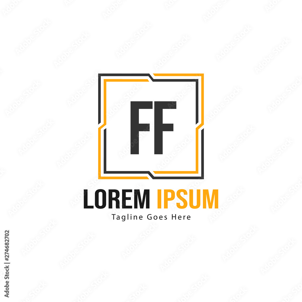 Initial FF logo template with modern frame. Minimalist FF letter logo vector illustration Initial FF logo template with modern frame. Minimalist FF letter logo vector illustration
