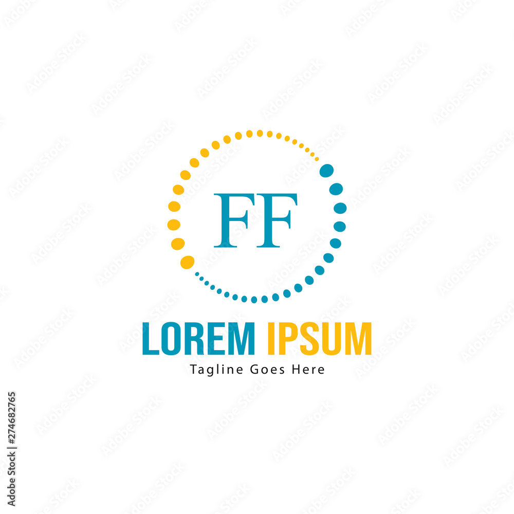 Initial FF logo template with modern frame. Minimalist FF letter logo vector illustration
