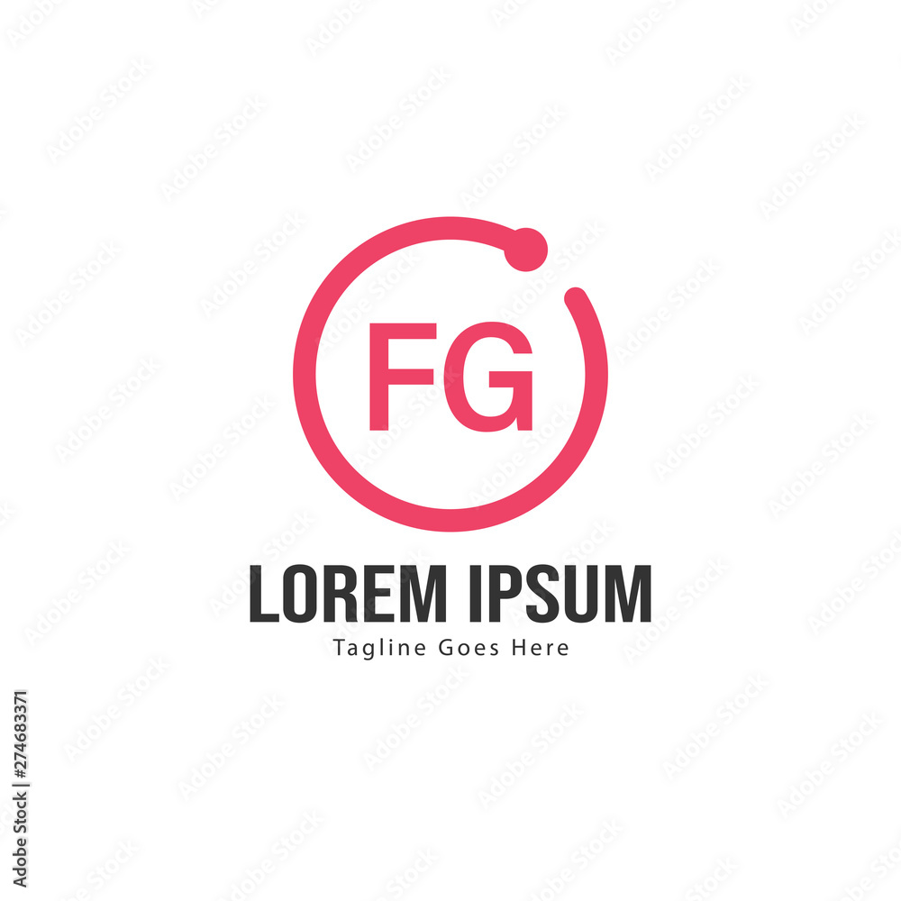 Initial FG logo template with modern frame. Minimalist FG letter logo vector illustration