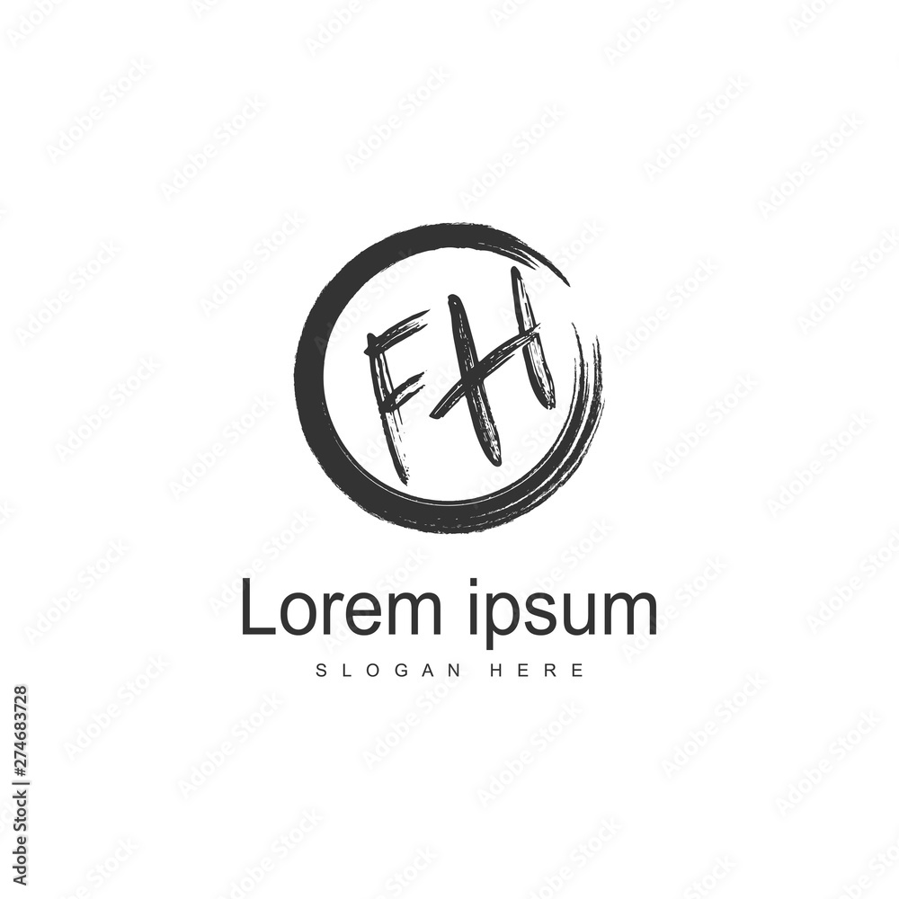 Initial FH logo template with modern frame. Minimalist FH letter logo vector illustration Initial FH logo template with modern frame. Minimalist FH letter logo vector illustration