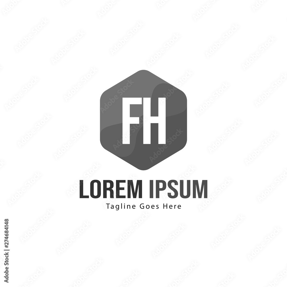 Initial FH logo template with modern frame. Minimalist FH letter logo vector illustration