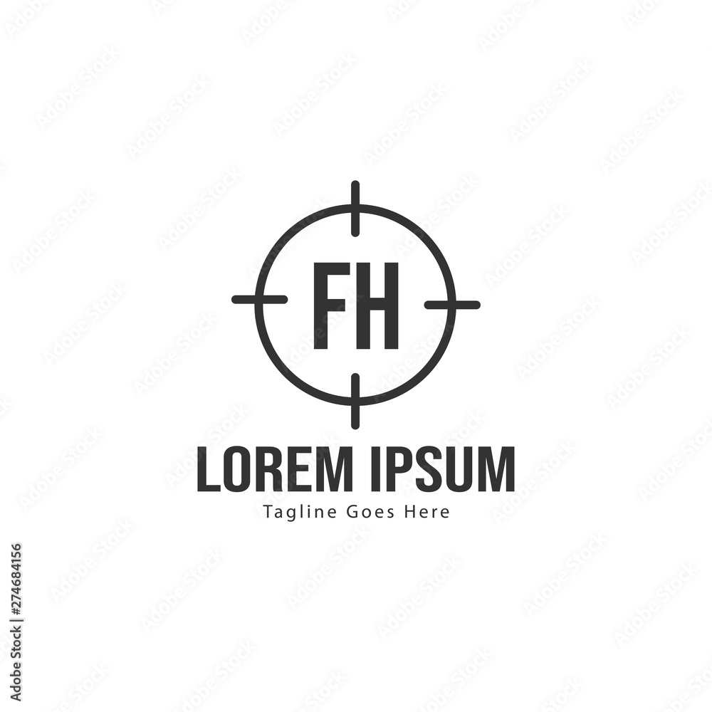 Initial FH logo template with modern frame. Minimalist FH letter logo vector illustration Initial FH logo template with modern frame. Minimalist FH letter logo vector illustration