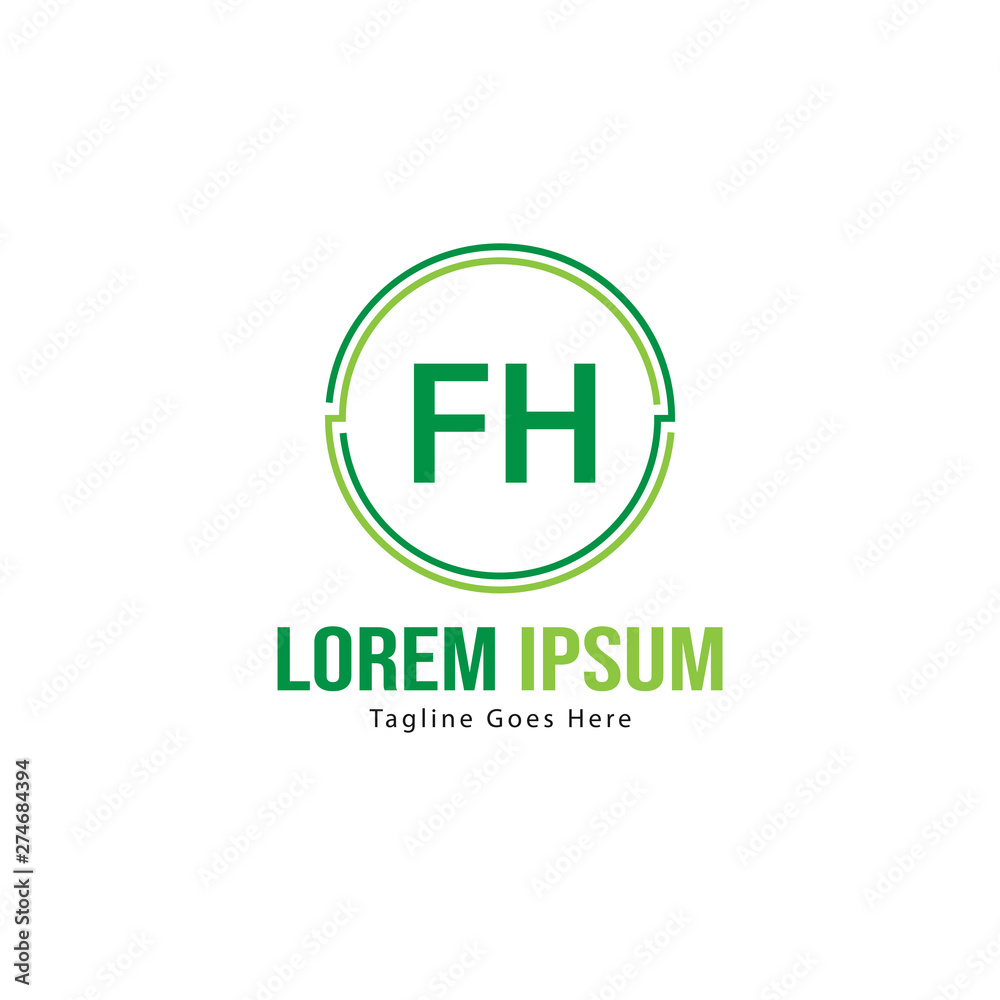Initial FH logo template with modern frame. Minimalist FH letter logo vector illustration Initial FH logo template with modern frame. Minimalist FH letter logo vector illustration