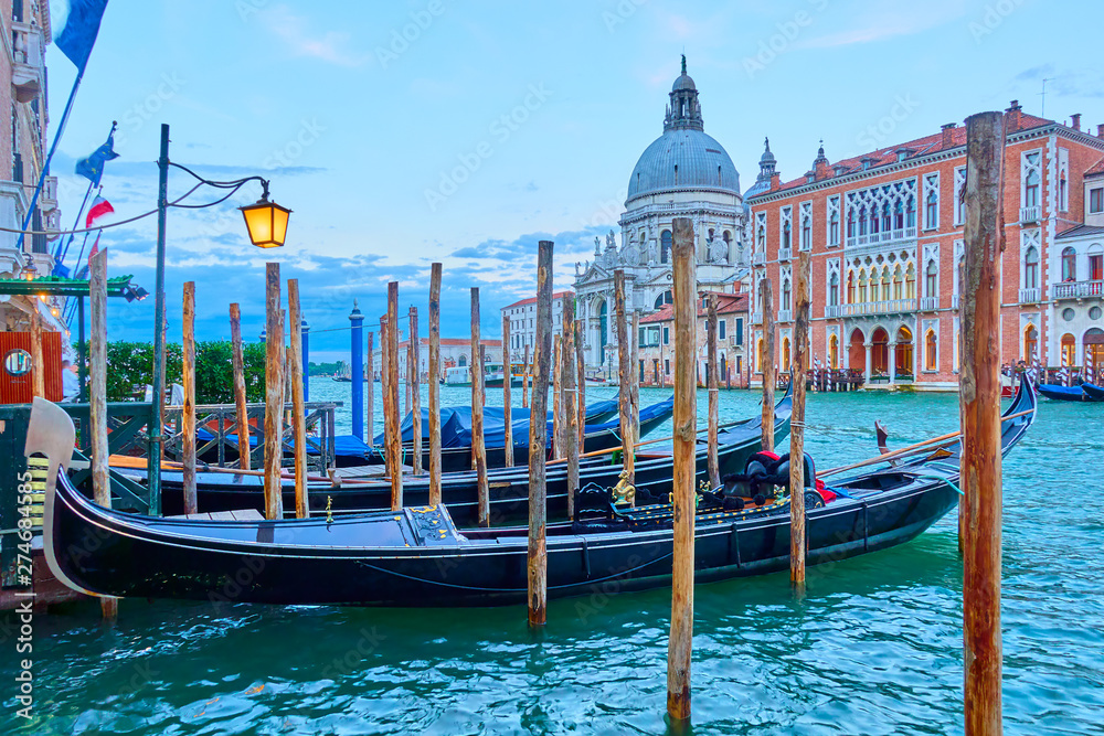 Gondolas on The Grand Canal in Venice - obrazy, fototapety, plakaty 