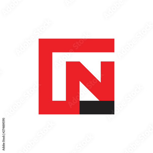 letter cn simple geometric line logo vector