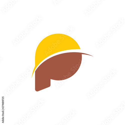 letter p land sun rise logo vector
