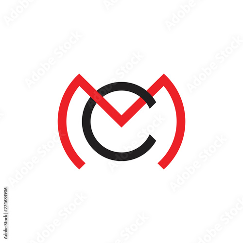 letter cm circle linked geometric line logo vector