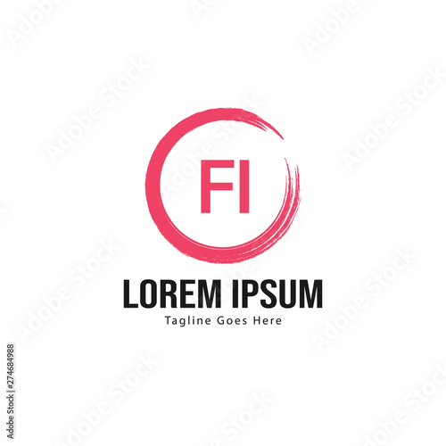 Initial FI logo template with modern frame. Minimalist FI letter logo vector illustration