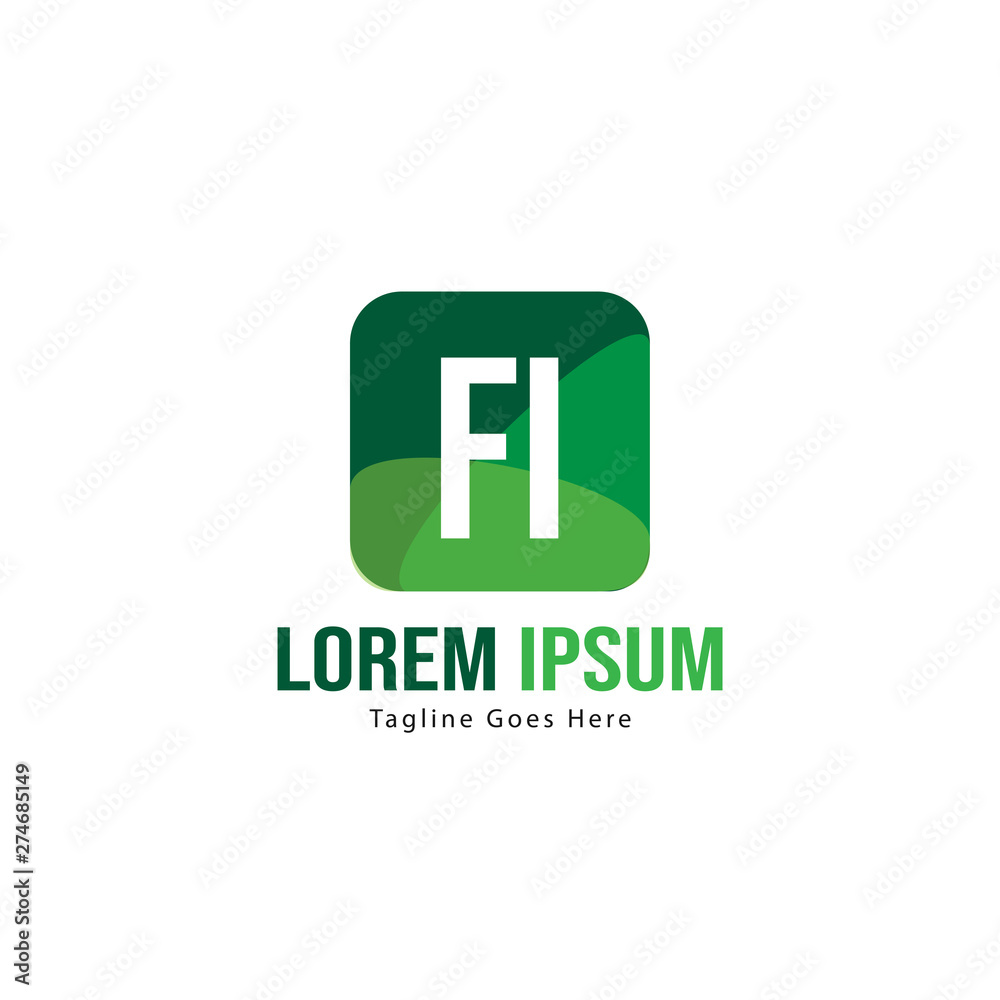 Initial FI logo template with modern frame. Minimalist FI letter logo vector illustration Initial FI logo template with modern frame. Minimalist FI letter logo vector illustration