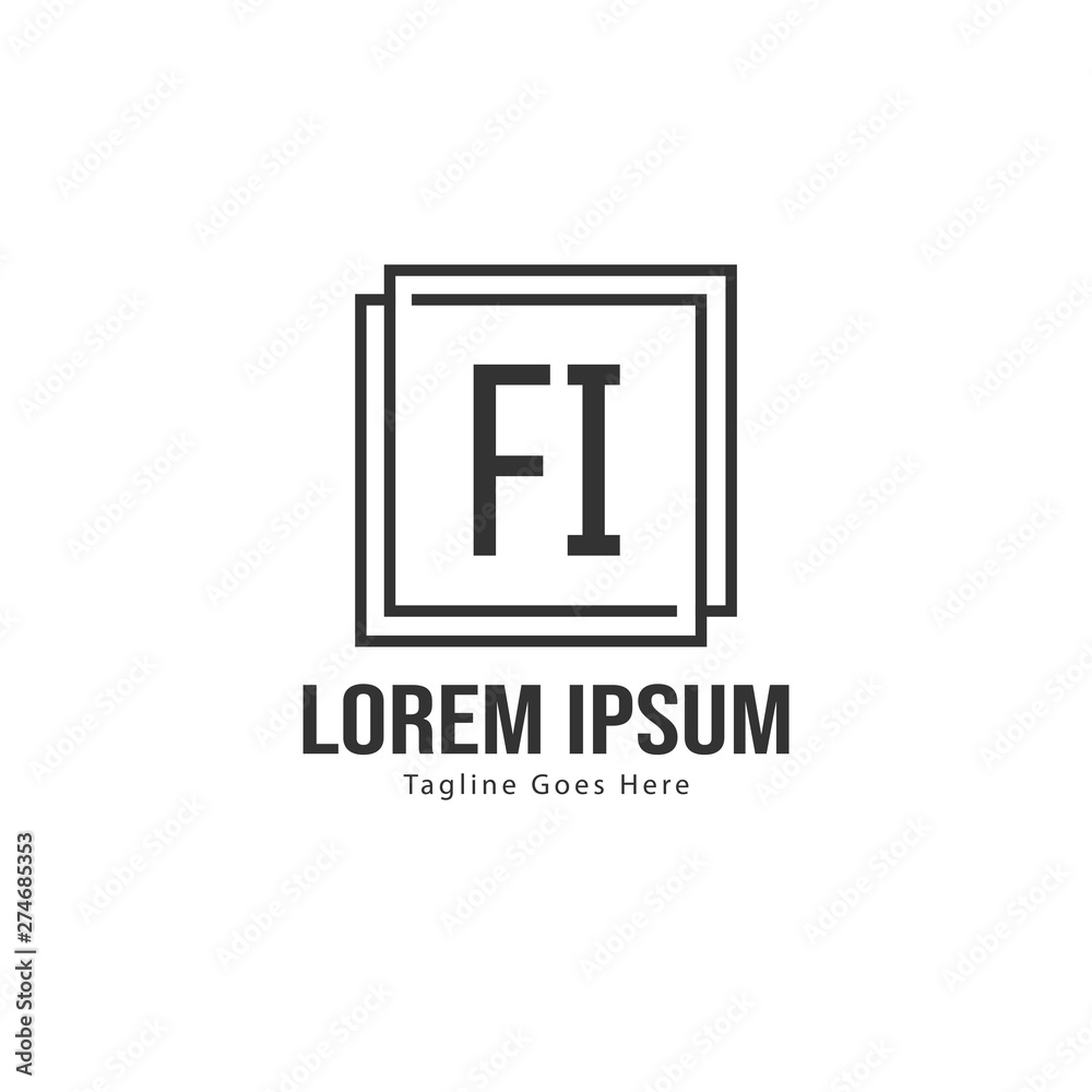 Initial FI logo template with modern frame. Minimalist FI letter logo vector illustration Initial FI logo template with modern frame. Minimalist FI letter logo vector illustration