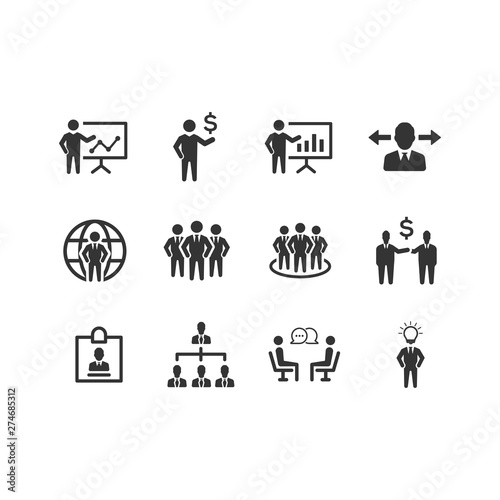 Business management icon set - Gray version