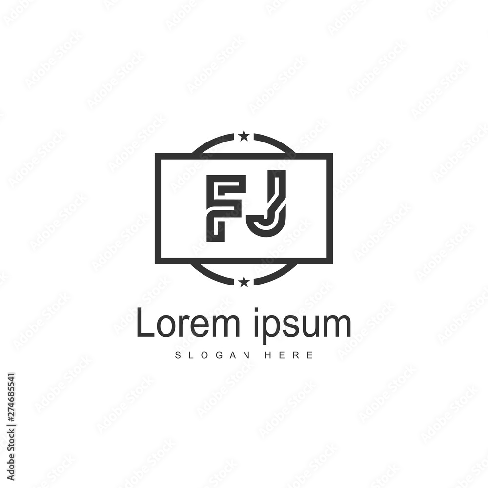 Initial FJ logo template with modern frame. Minimalist FJ letter logo vector illustration