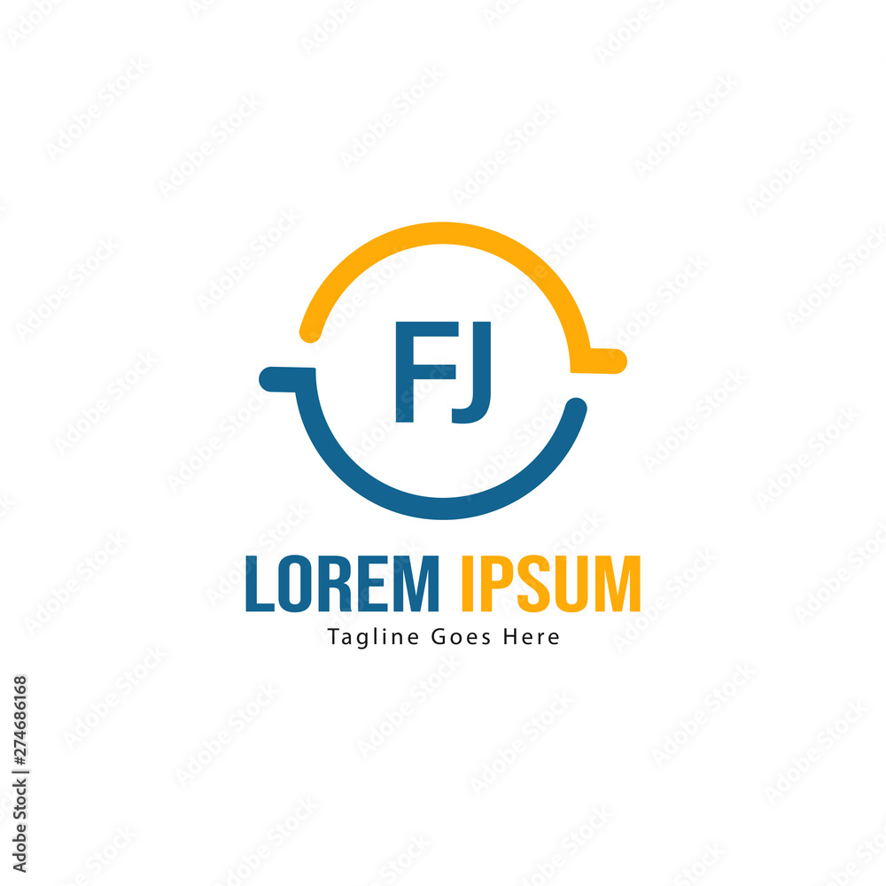 Initial FJ logo template with modern frame. Minimalist FJ letter logo vector illustration Initial FJ logo template with modern frame. Minimalist FJ letter logo vector illustration