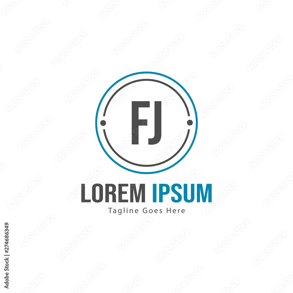 Initial FJ logo template with modern frame. Minimalist FJ letter logo vector illustration Initial FJ logo template with modern frame. Minimalist FJ letter logo vector illustration